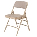 National Public Seating 2301 Folding Chair w/ Café Beige Fabric Back & Seat - Steel Frame, Beige thumbnail 3
