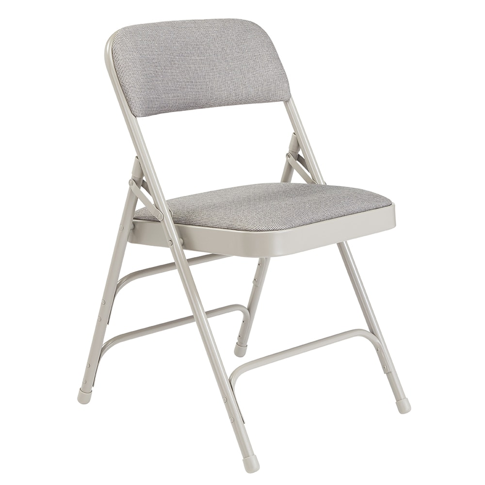 National Public Seating 2302 Folding Chair w/ Graystone Fabric Back & Seat - Steel Frame, Gray
