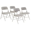 National Public Seating 2302 Folding Chair w/ Graystone Fabric Back & Seat - Steel Frame, Gray thumbnail 2