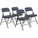 National Public Seating 2304 Folding Chair w/ Imperial Blue Fabric Back & Seat - Steel Frame, Char-Blue thumbnail 2