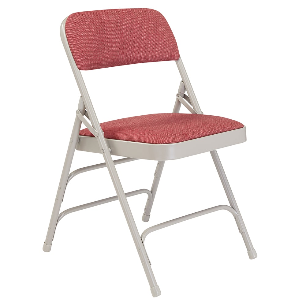 National Public Seating 2308 Folding Chair w/ Majestic Cabernet Fabric Back & Seat - Steel Frame, Gray