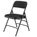 National Public Seating 2310 Folding Chair w/ Midnight Black Fabric Back & Seat - Steel Frame, Black thumbnail 3