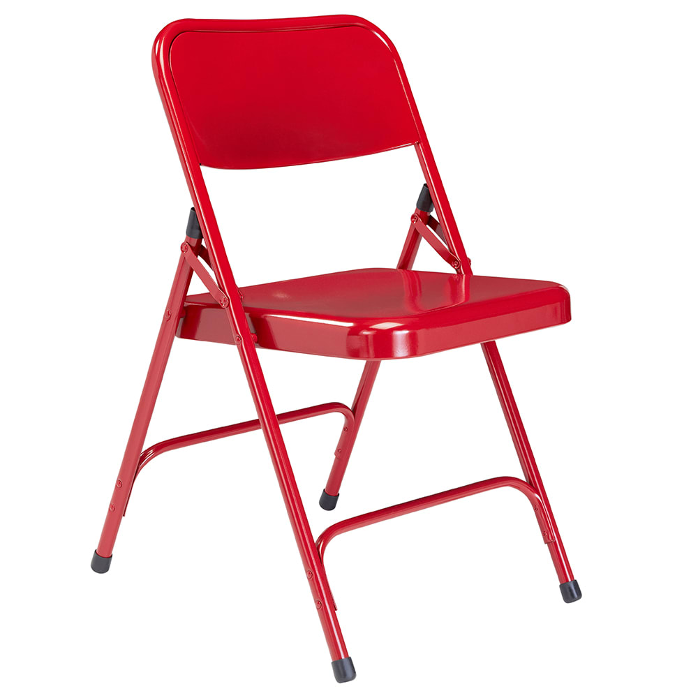 National Public Seating 240 Folding Chair w/ Red Steel Back & Seat - Steel Frame, Red