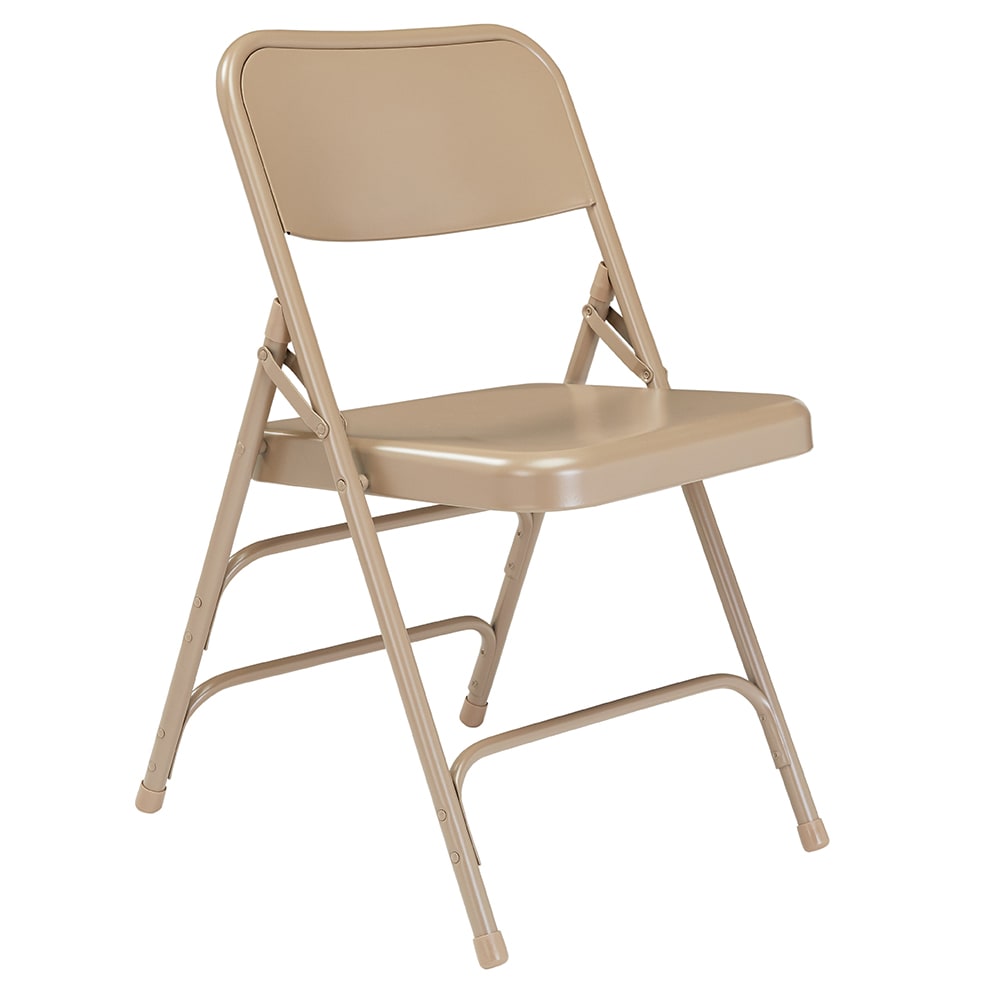 National Public Seating 301 Folding Chair w/ Beige Steel Back & Seat - Steel Frame, Beige