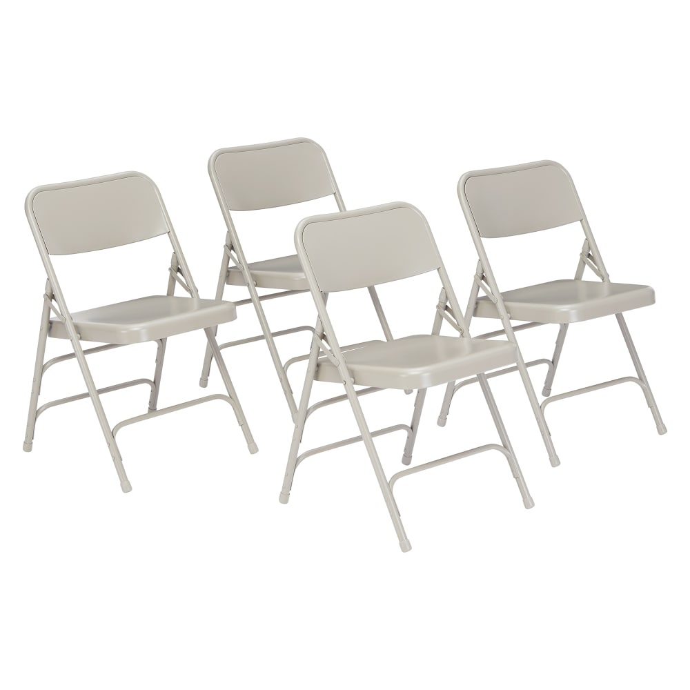 National Public Seating 302 Folding Chair w/ Gray Steel Back & Seat - Steel Frame, Gray
