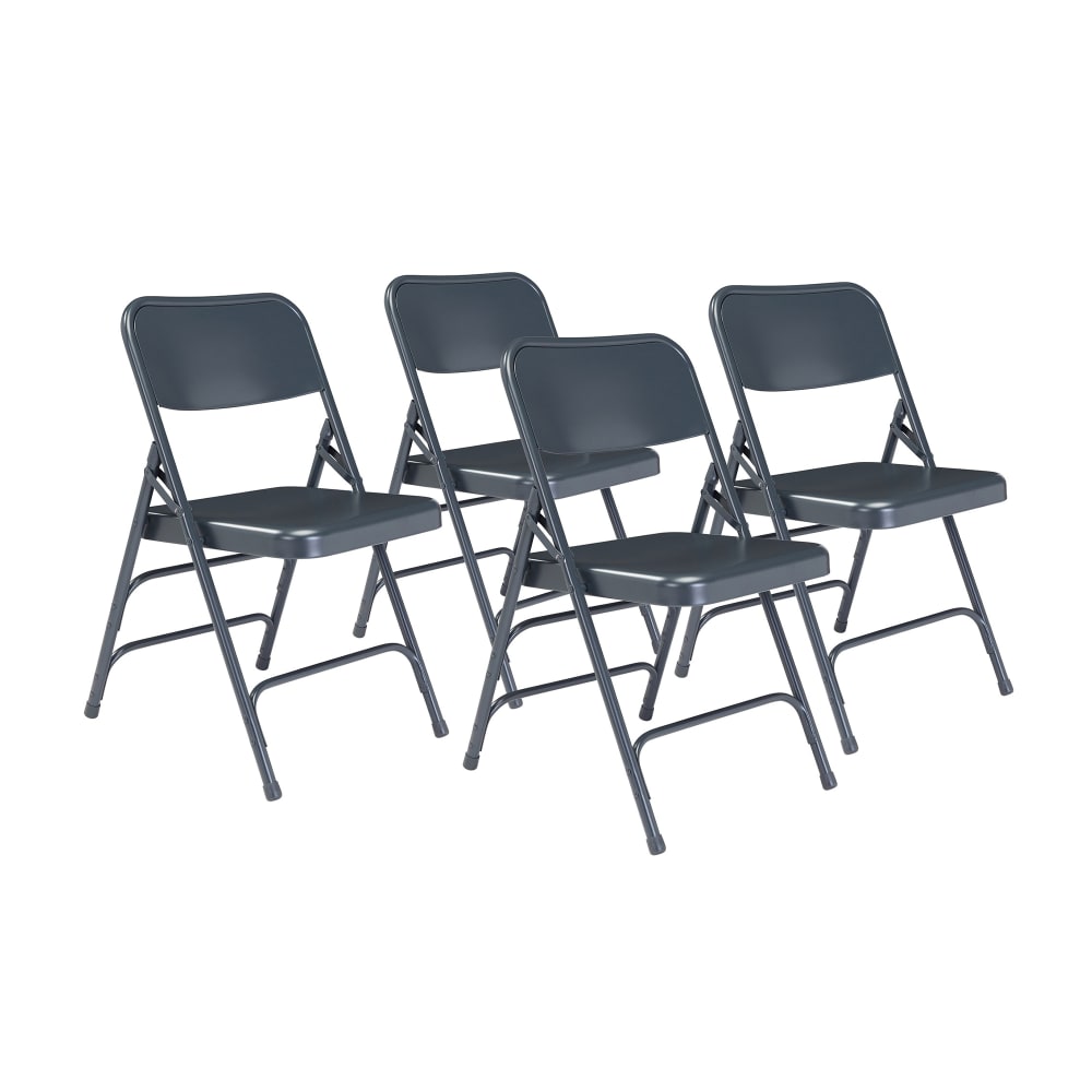 National Public Seating 304 Folding Chair w/ Char-Blue Steel Back & Seat - Steel Frame, Char-Blue