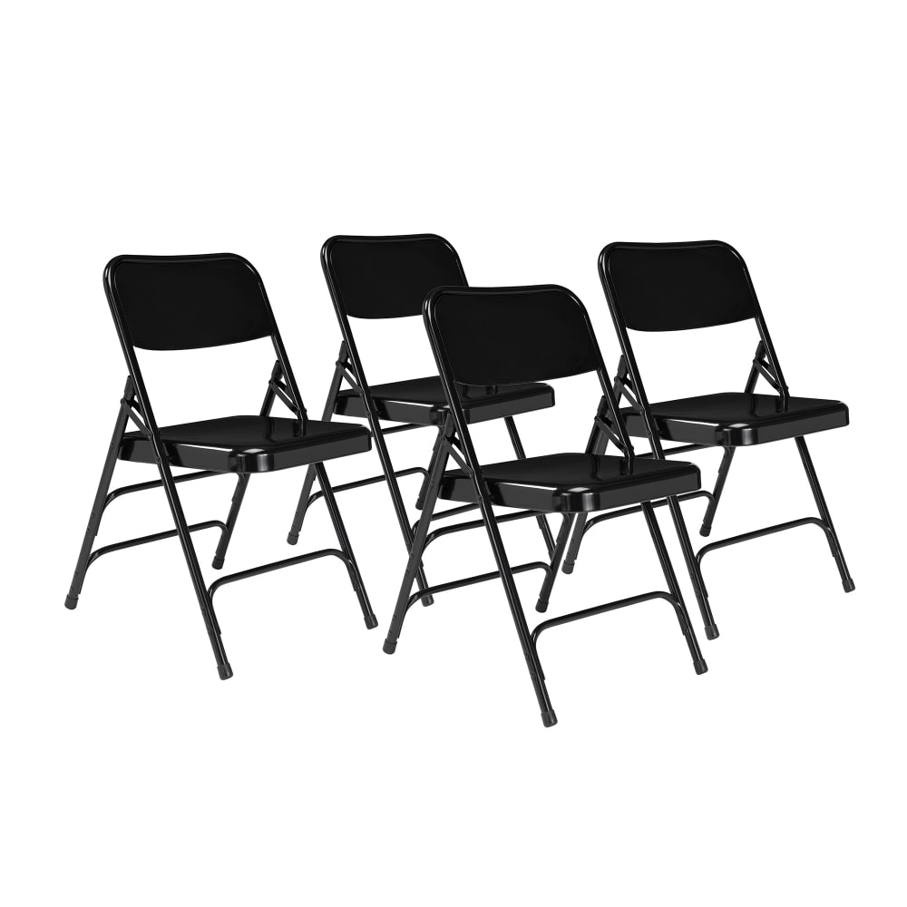 National Public Seating 310 Folding Chair w/ Black Steel Back & Seat - Steel Frame, Black