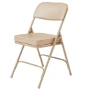 National Public Seating 3201 Folding Chair w/ Beige Vinyl Back & Seat - Steel Frame, Beige thumbnail 3