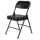 National Public Seating 3210 Folding Chair w/ Black Vinyl Back & Seat - Steel Frame, Black thumbnail 3