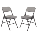National Public Seating 3212 Folding Chair w/ Charcoal Gray Fabric Back & Seat - Steel Frame, Black thumbnail 2