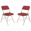 National Public Seating 3218 Folding Chair w/ New Burgundy Fabric Back & Seat - Steel Frame, Gray thumbnail 2