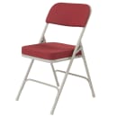 National Public Seating 3218 Folding Chair w/ New Burgundy Fabric Back & Seat - Steel Frame, Gray thumbnail 3