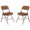 National Public Seating 3219 Folding Chair w/ Antique Gold Fabric Back & Seat - Steel Frame, Brown thumbnail 2