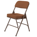 National Public Seating 3219 Folding Chair w/ Antique Gold Fabric Back & Seat - Steel Frame, Brown thumbnail 3