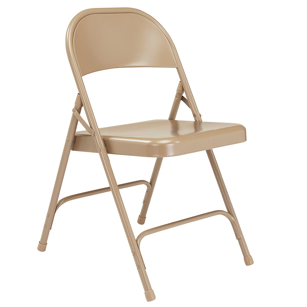National Public Seating 51 Folding Chair w/ Beige Steel Back & Seat - Steel Frame, Beige