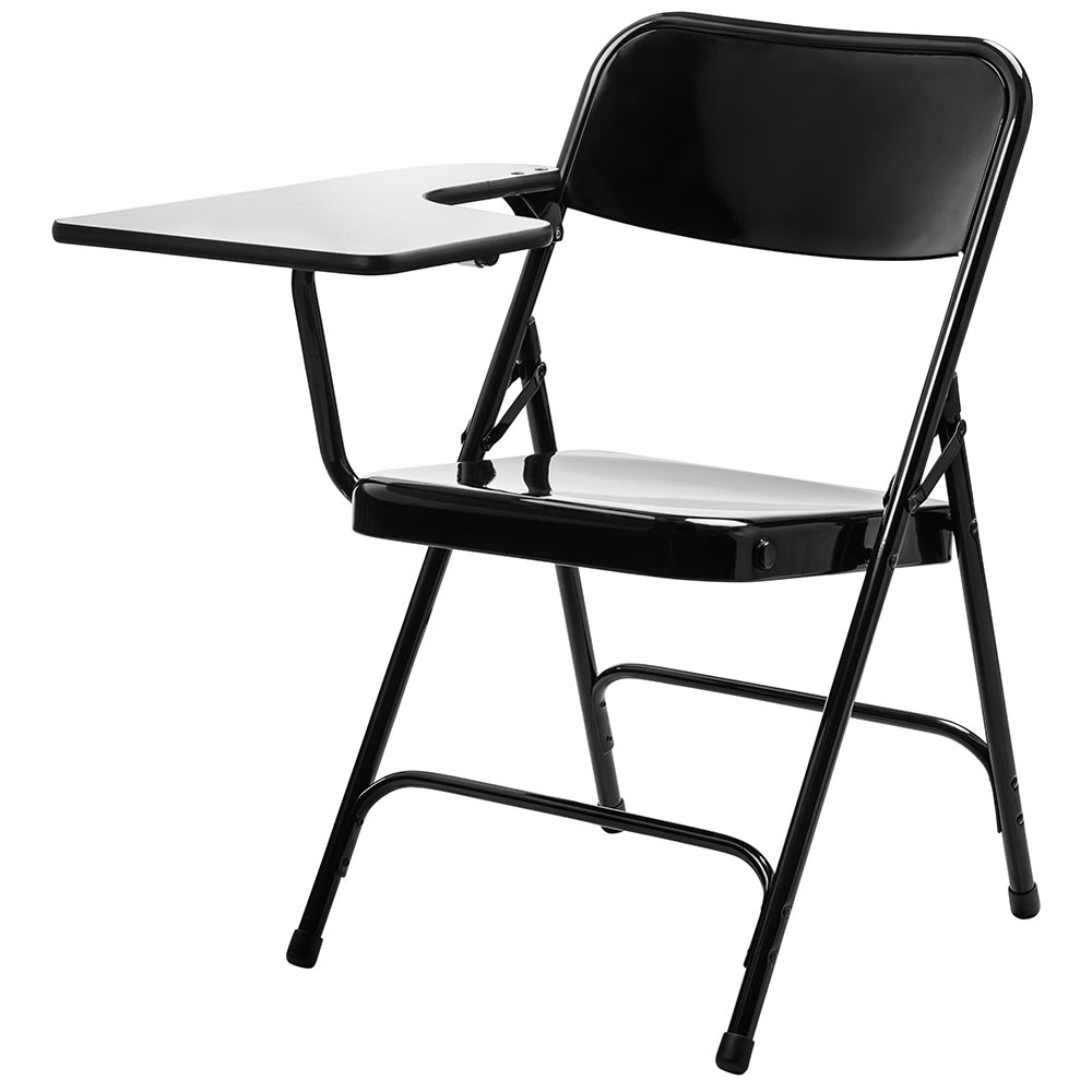 National Public Seating 5210R Folding Chair w/ Black Steel Back & Seat - Right Tablet Arm, Steel Frame, Black