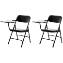National Public Seating 5210R Folding Chair w/ Black Steel Back & Seat - Right Tablet Arm, Steel Frame, Black thumbnail 3