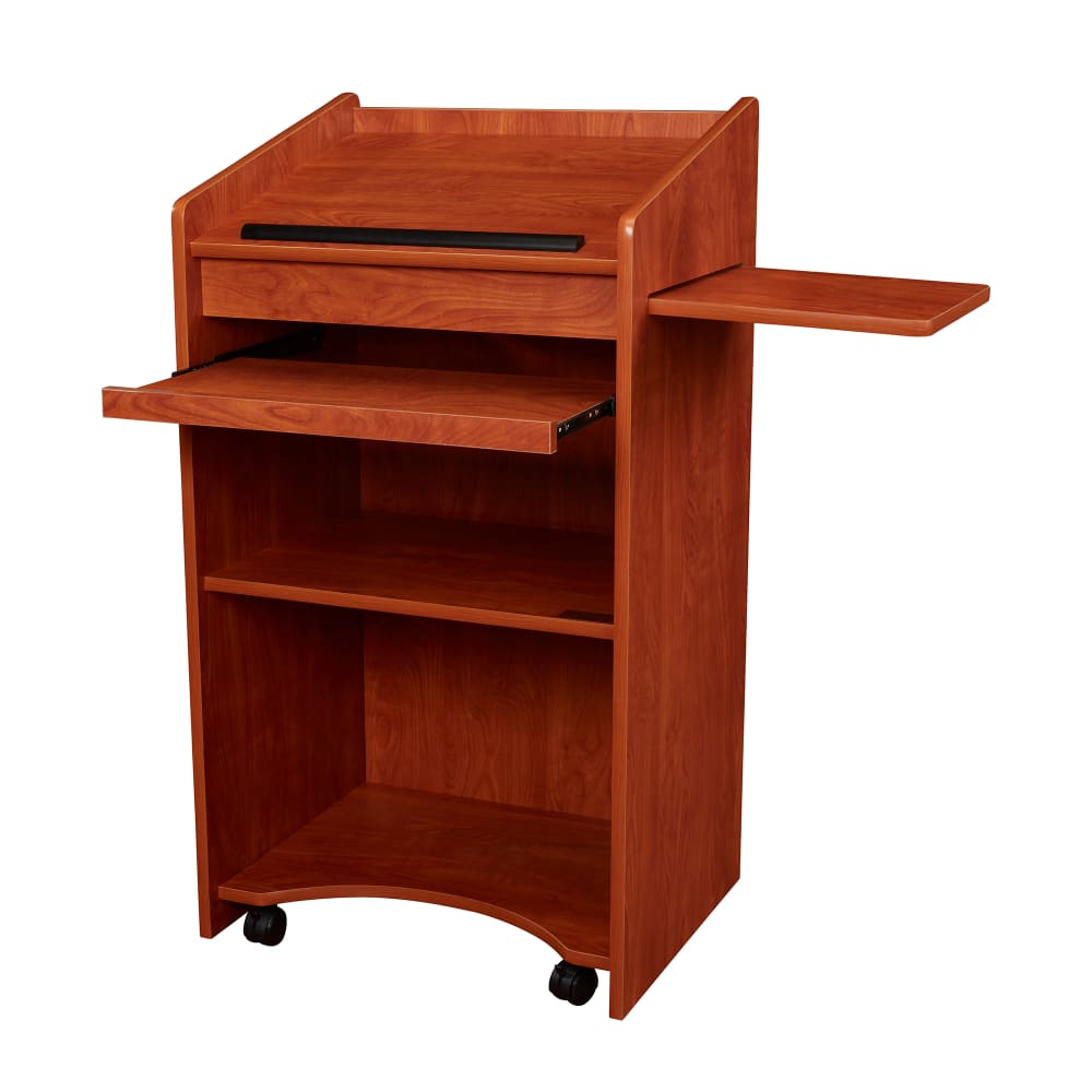 National Public Seating 600-CH Floor Lectern w/ (3) Shelves - 25" x 20" x 46", Laminate, Wild Cherry