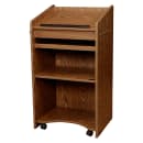 National Public Seating 600-MO Floor Lectern w/ (3) Shelves - 25" x 20" x 46", Laminate, Medium Oak thumbnail 2