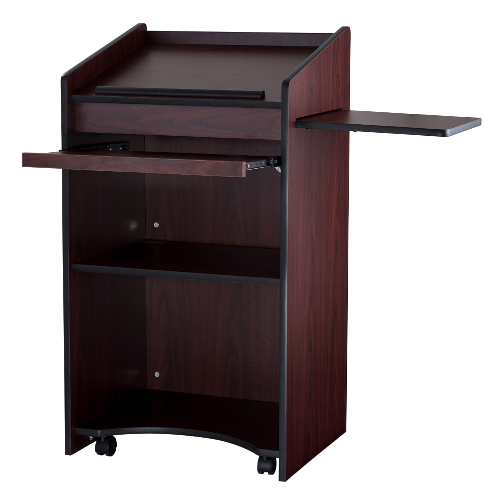 National Public Seating 600-MY Floor Lectern w/ (3) Shelves - 25" x 20" x 46", Laminate, Mahogany