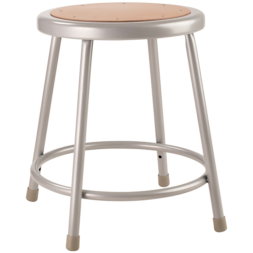National Public Seating 6218 Round Backless Stool w/ Masonite Board Seat, Gray