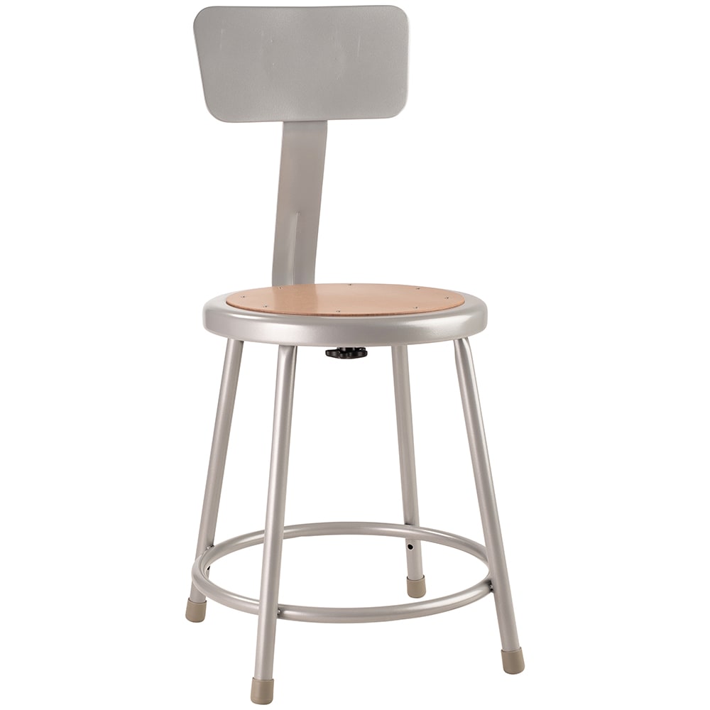 National Public Seating 6218B Round Stool w/ Solid Back & Masonite Board Seat, Gray