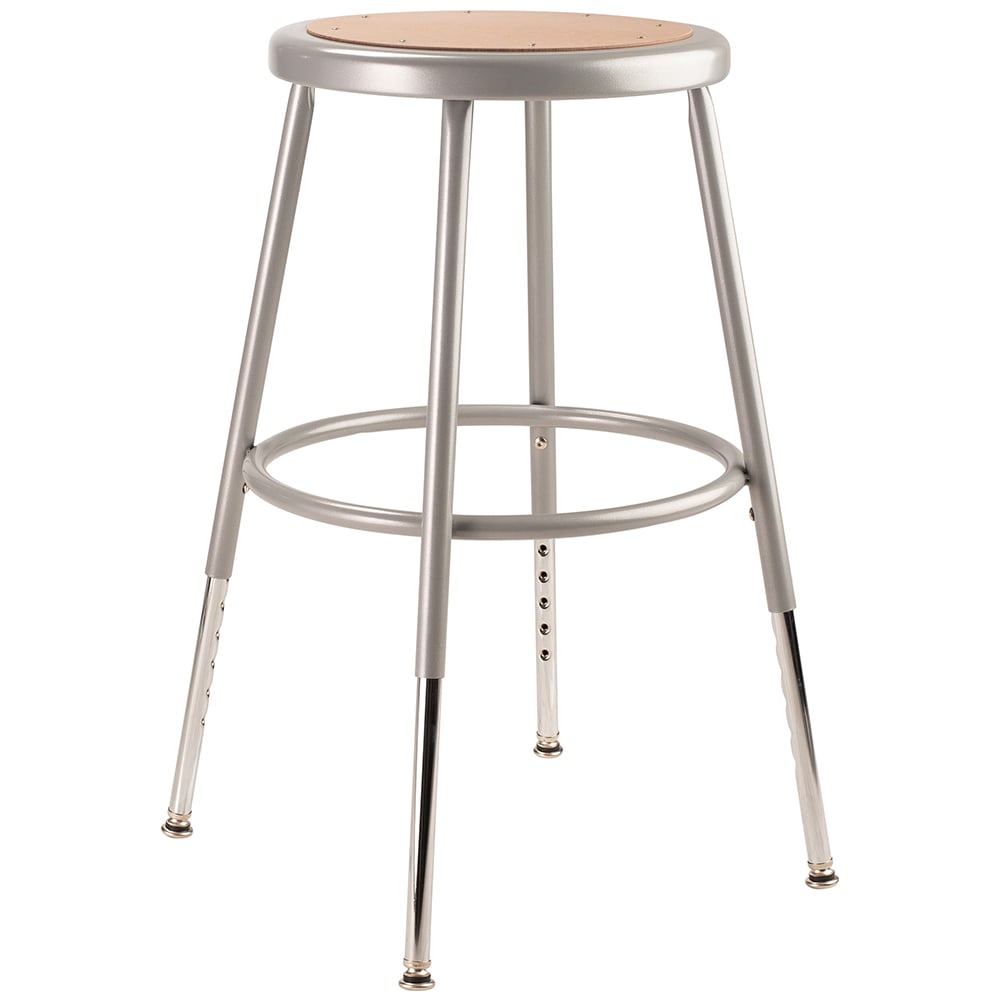National Public Seating 6218H Round Backless Stool w/ Masonite Board Seat, Gray