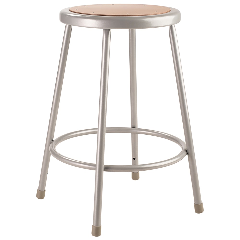 National Public Seating 6224 Round Backless Stool w/ Masonite Board Seat, Gray