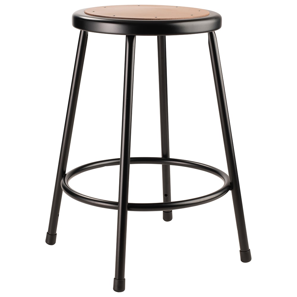 National Public Seating 6224-10 Round Backless Stool w/ Masonite Board Seat, Black