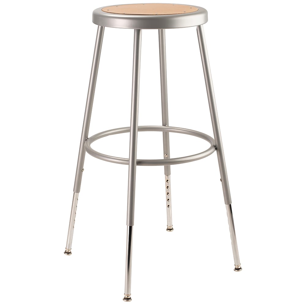 National Public Seating 6224H Round Backless Stool w/ Masonite Board Seat, Gray