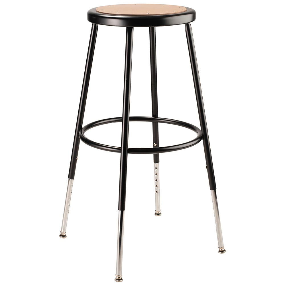 National Public Seating 6224H-10 Round Backless Stool w/ Masonite Board Seat, Black