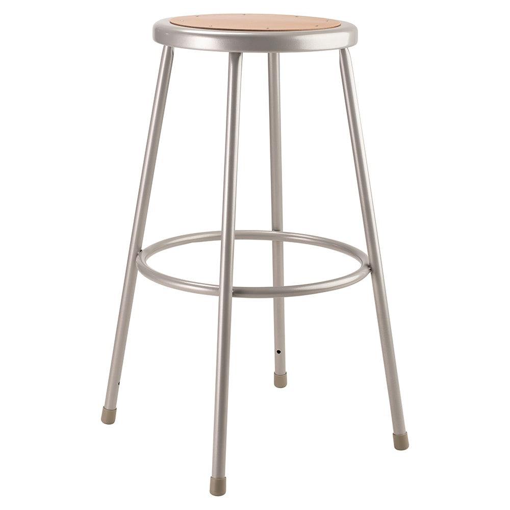 National Public Seating 6230 Round Backless Stool w/ Masonite Board Seat, Gray