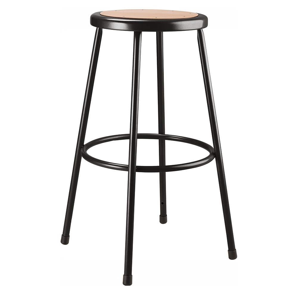 National Public Seating 6230-10 Round Backless Stool w/ Masonite Board Seat, Black