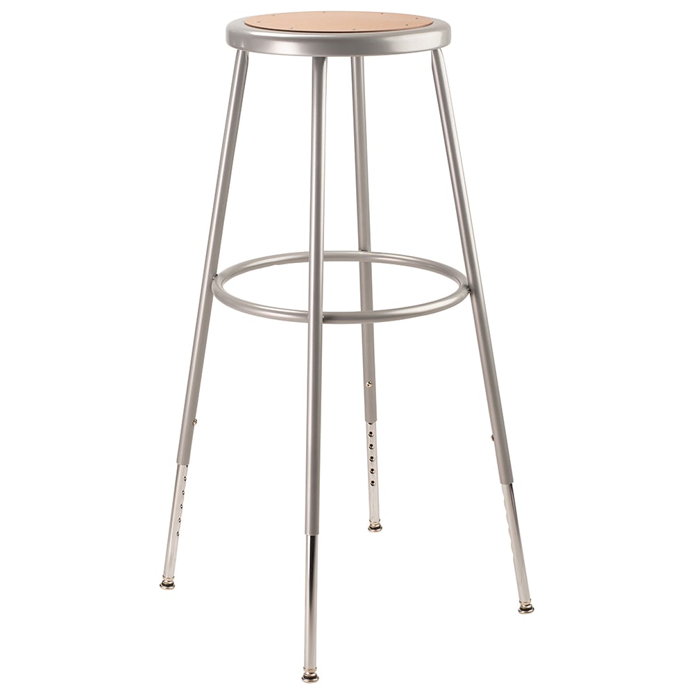 National Public Seating 6230H Round Backless Stool w/ Masonite Board Seat, Gray