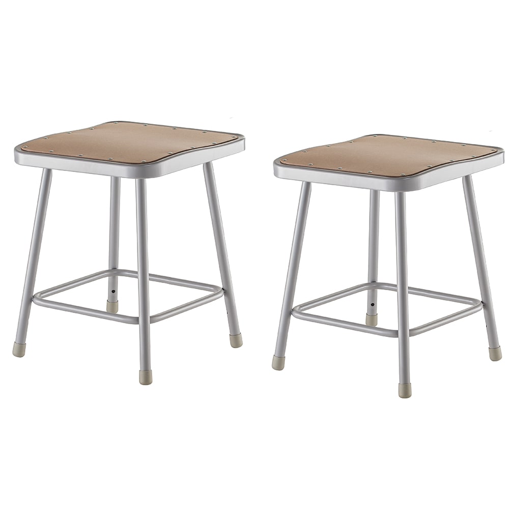 National Public Seating 6318 Square Backless Stool w/ Masonite Board Seat, Gray
