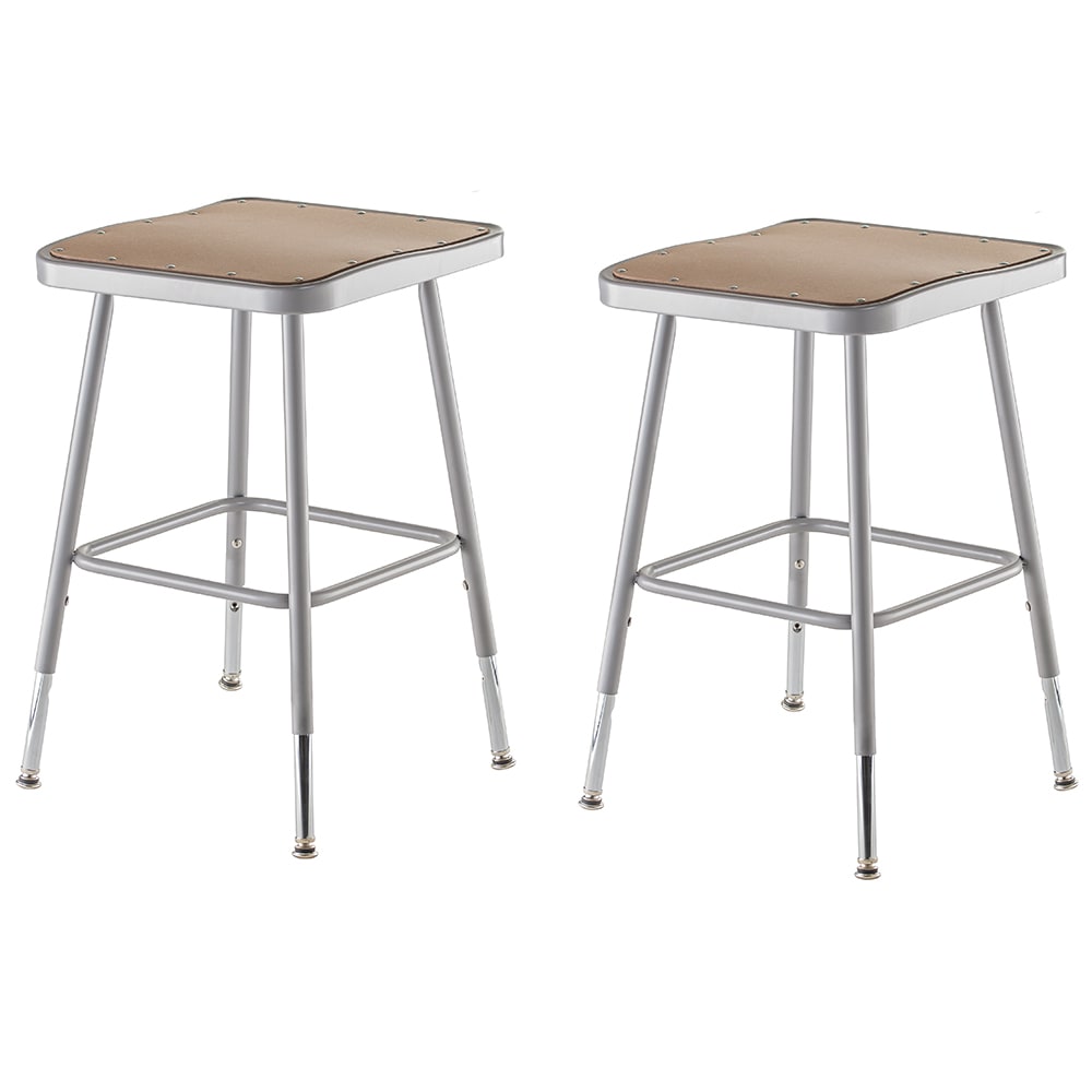 National Public Seating 6318H Square Backless Stool w/ Masonite Board Seat, Gray