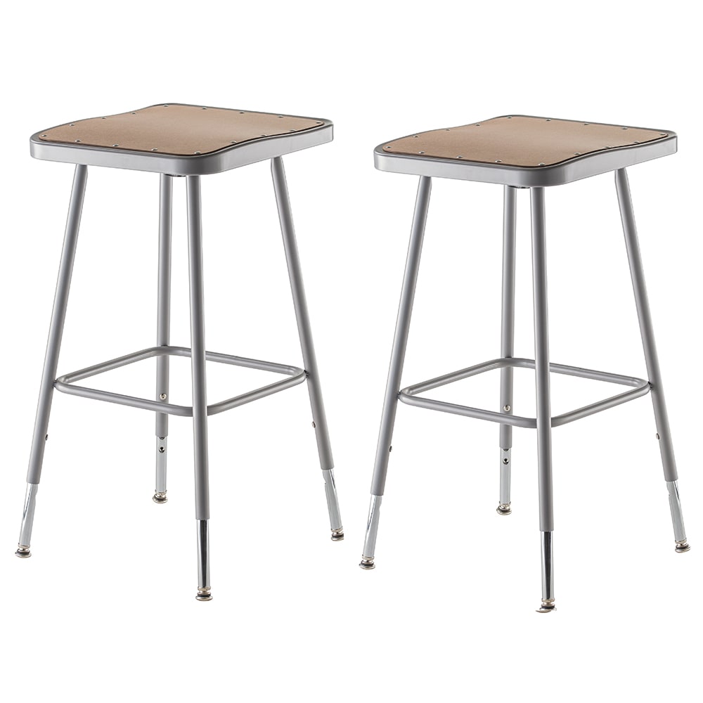 National Public Seating 6324H Square Backless Stool w/ Masonite Board Seat, Gray