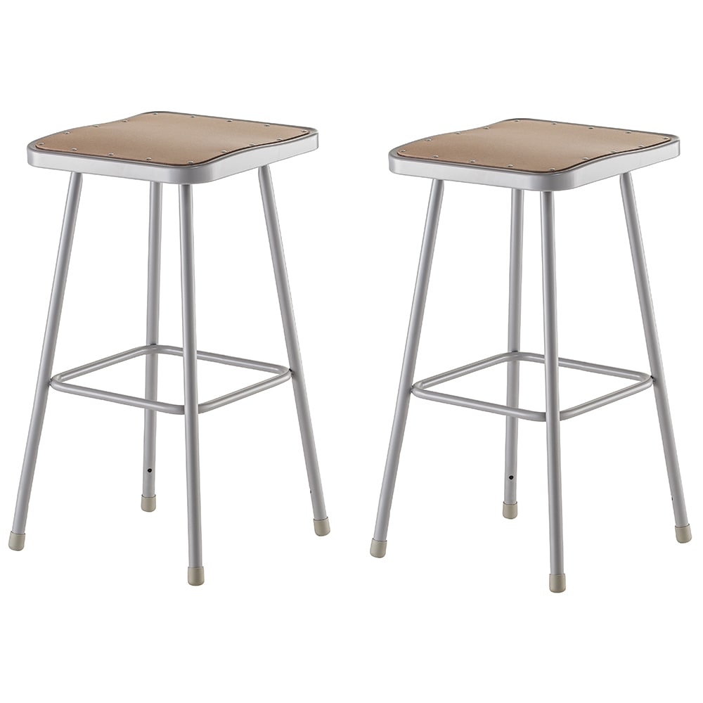 National Public Seating 6330 Square Backless Stool w/ Masonite Board Seat, Gray