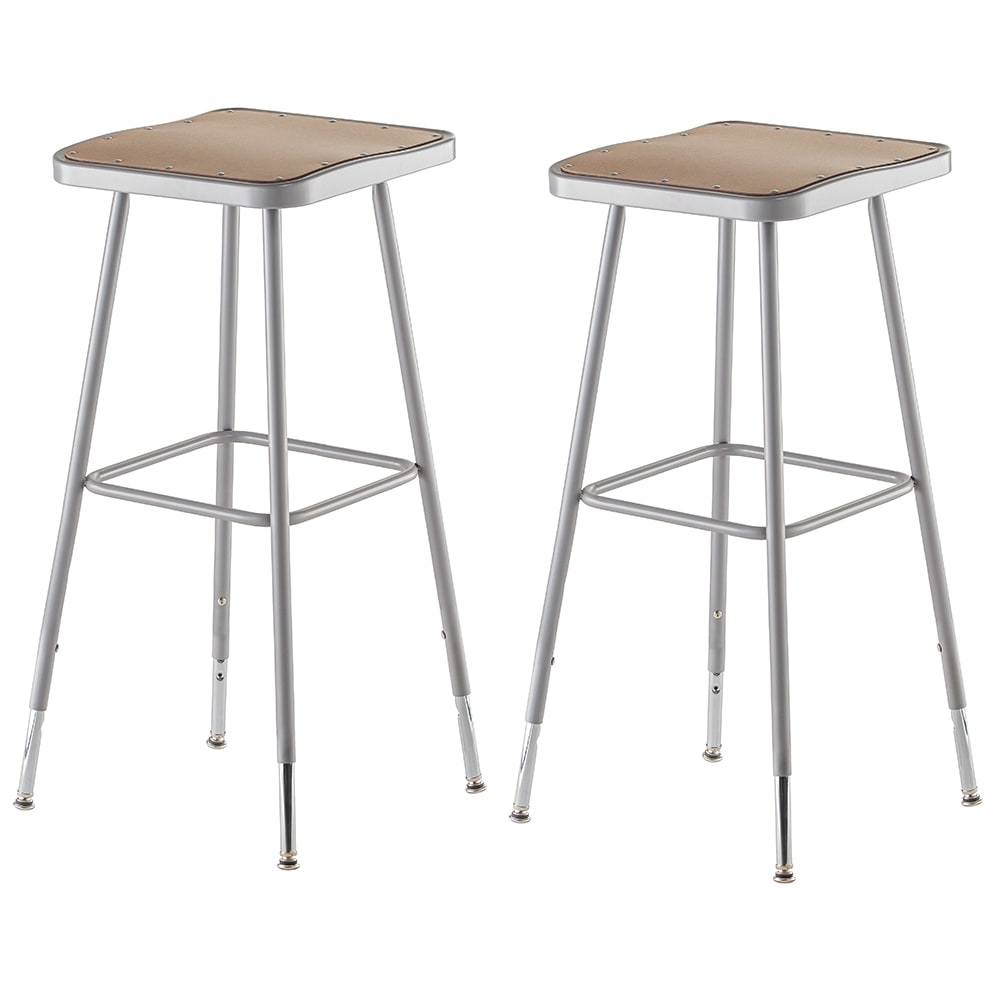 National Public Seating 6330H Square Backless Stool w/ Masonite Board Seat, Gray