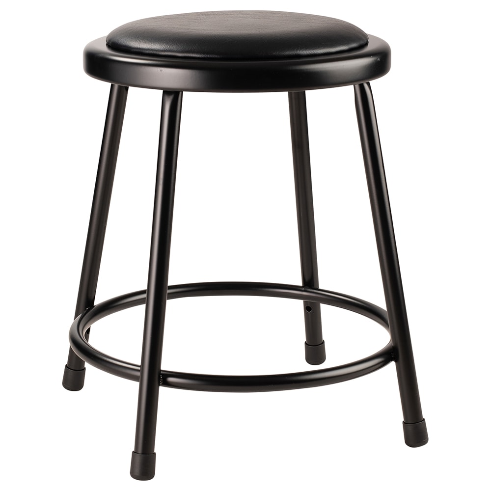 National Public Seating 6418-10 Round Backless Stool w/ Black Vinyl Padded Seat, Black