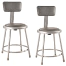 National Public Seating 6418B Round Stool w/ Gray Vinyl Padded Back & Gray Vinyl Padded Seat, Gray thumbnail 2
