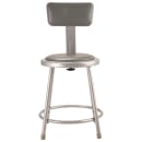 National Public Seating 6418B Round Stool w/ Gray Vinyl Padded Back & Gray Vinyl Padded Seat, Gray thumbnail 3
