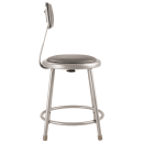 National Public Seating 6418B Round Stool w/ Gray Vinyl Padded Back & Gray Vinyl Padded Seat, Gray thumbnail 4