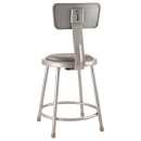 National Public Seating 6418B Round Stool w/ Gray Vinyl Padded Back & Gray Vinyl Padded Seat, Gray thumbnail 6