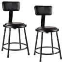 National Public Seating 6418B-10 Round Stool w/ Black Vinyl Padded Back & Black Vinyl Padded Seat, Black thumbnail 2