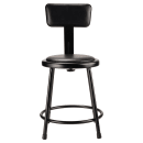 National Public Seating 6418B-10 Round Stool w/ Black Vinyl Padded Back & Black Vinyl Padded Seat, Black thumbnail 3