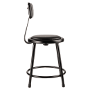 National Public Seating 6418B-10 Round Stool w/ Black Vinyl Padded Back & Black Vinyl Padded Seat, Black thumbnail 4