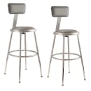 National Public Seating 6418HB Round Stool w/ Gray Vinyl Padded Back & Gray Vinyl Padded Seat, Gray thumbnail 2