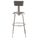 National Public Seating 6418HB Round Stool w/ Gray Vinyl Padded Back & Gray Vinyl Padded Seat, Gray thumbnail 3