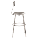 National Public Seating 6418HB Round Stool w/ Gray Vinyl Padded Back & Gray Vinyl Padded Seat, Gray thumbnail 4